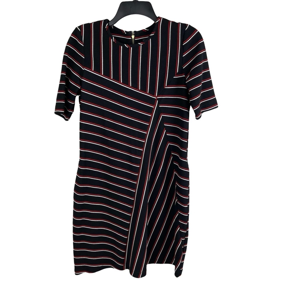 Gabby Skye Women Stripe Zip Closure Short Sleeve Dress Size 6